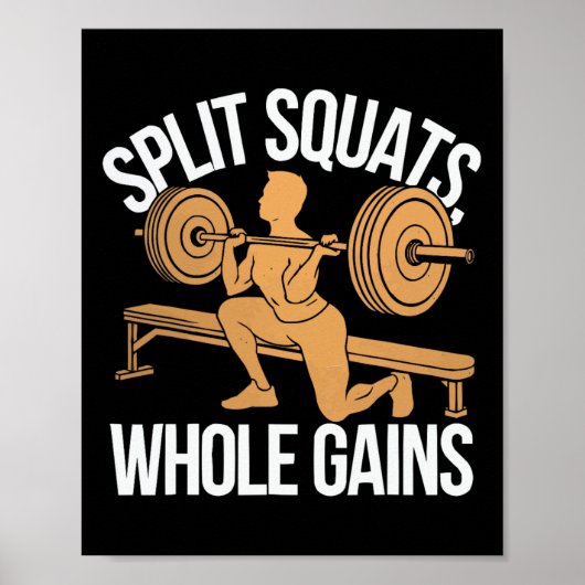 Poster Exercice de squat bulgare musculation fitness (Devant)