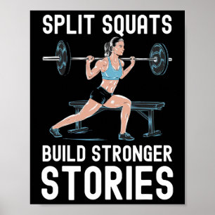 Poster Exercice de squat bulgare musculation fitness trav