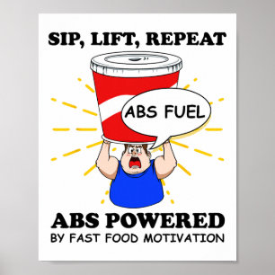 Poster Exercice drôle des abdos Fast Food Gym Workout Bod