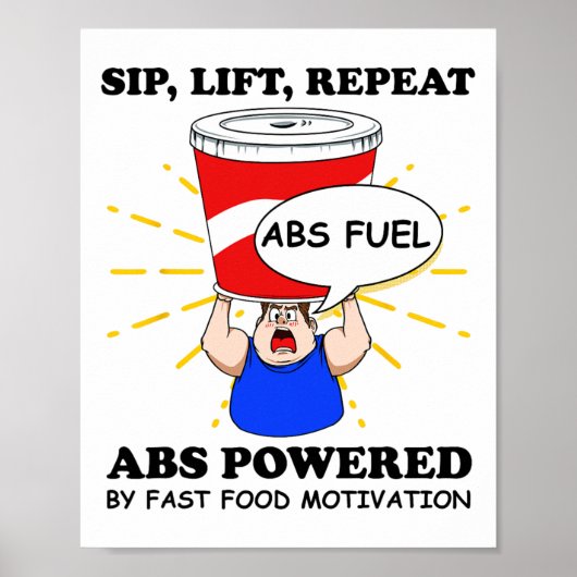 Poster Exercice drôle des abdos Fast Food Gym Workout Bod (Devant)