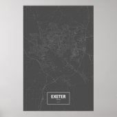 Poster Exeter, Angleterre (blanc sur noir) (Devant)