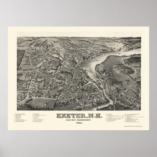 Poster Exeter, NH Panoramic Map - 1884 (Devant)