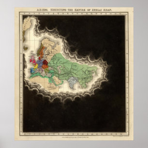 Poster Exhibiting The Empire of Kublai Khan 1294 AD