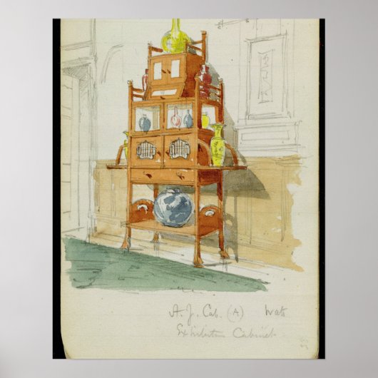 Poster Exhibition Cabinet, c.1860s-70s (w/c & pencil on p (Devant)