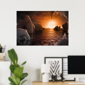 Poster Exoplanet Trappist-1f De Son Côté Nocturne Icy. (Bureau à domicile)