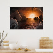 Poster Exoplanet Trappist-1f De Son Côté Nocturne Icy. (Cuisine)