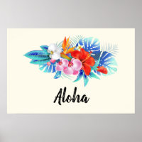 Exotic Tropical Flowers - Pink & Aquamarines