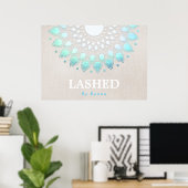 Poster Exotique Turquoise Bleu Floral Mandala (Bureau à domicile)