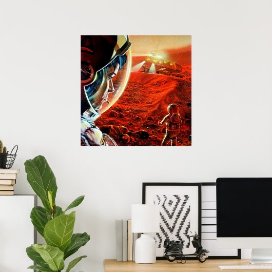 Poster Expédition Astronaute Mars Sci-Fi Rétro Espace (Bureau à domicile)