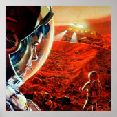 Poster Expédition Astronaute Mars Sci-Fi Rétro Espace (Devant)