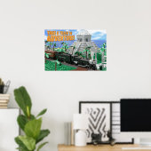 Poster Expédition en train vers des ruines antiques (Bureau à domicile)