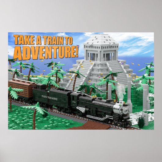 Poster Expédition en train vers des ruines antiques (Devant)