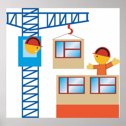 Poster Exploitant De Grue Et Travailleur De Construction (Devant)