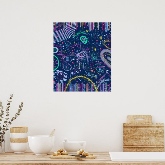 Poster Explorateur audacieux : maximalisme abstrait (Cuisine)