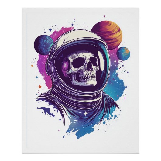 Poster Explorateur d'astronaute de crâne (Devant)