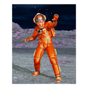 Poster Explorateur de Mars Astronaute Planète Alien Art S