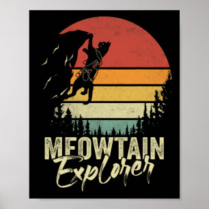Poster Explorateur de montagne vintage Meow Climber Rock