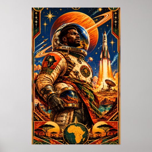 Poster Explorateur spatial rétro africain — Style NASA vi (Devant)