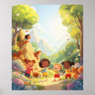 Poster Explorateurs Joyeux - Nature Aventure Wall Art