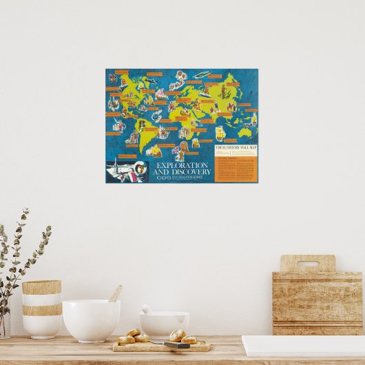 Poster Exploration et découverte Carte du monde de l'hist (Cuisine)