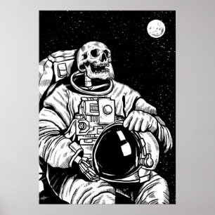 Poster Exploration spatiale de la lune astronaute de sque