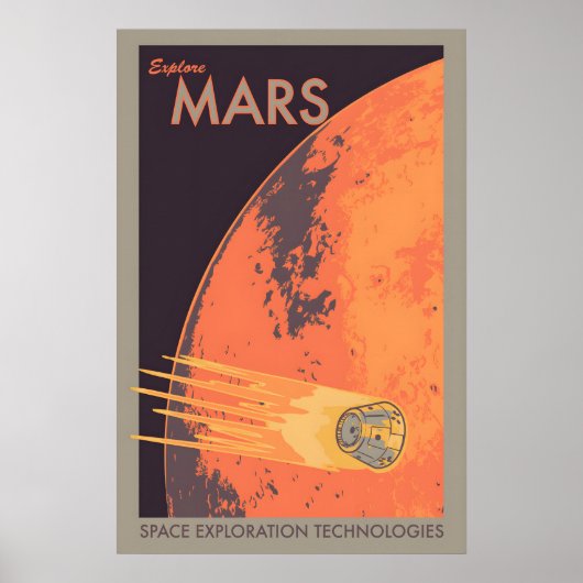 Poster Explorer Mars Style Rétro Exploration de Mars NASA (Devant)