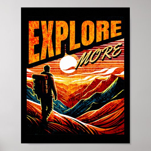 Poster Explorer plus d'aventure de randonnée design vinta (Devant)