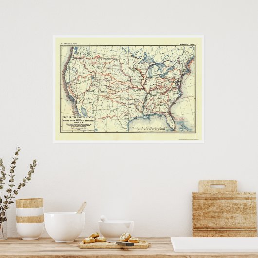 Poster Explorer Routes En Amérique 1907 (Cuisine)