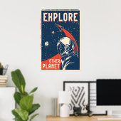 Poster Explorez l'affiche de voyage spatial d'une autre p (Bureau à domicile)
