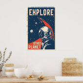 Poster Explorez l'affiche de voyage spatial d'une autre p (Cuisine)
