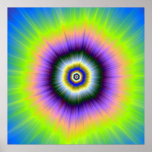 Poster explosie in Geel en Violet