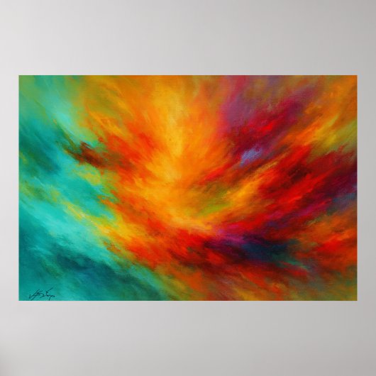 Poster Explosion Abstraite de Couleurs Éclatantes (Devant)