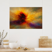 Poster Explosion Abstraite de Feu Cosmique en Couleur Viv (Cuisine)