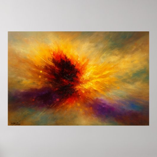 Poster Explosion Abstraite de Feu Cosmique en Couleur Viv (Devant)