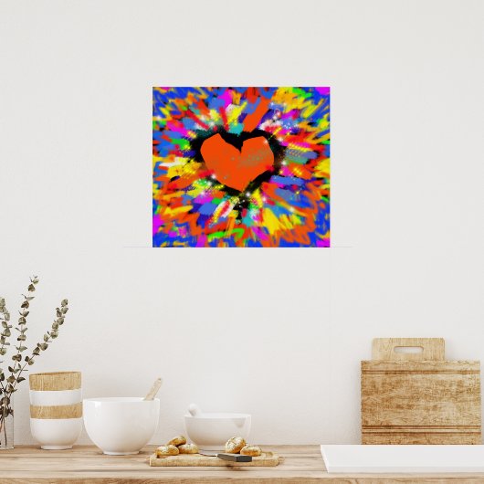 Poster explosion d'amour, empreinte d'art du coeur (Cuisine)