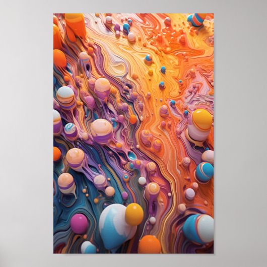 Poster Explosion de couleur. #Abstractart, Art, Peinture (Devant)
