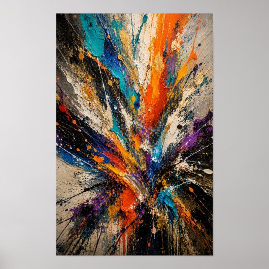 Poster Explosion de Couleur Abstrait  (Devant)