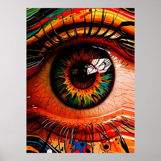 Poster Explosion de Couleur Œil – Réalisme Abstrait Vibra (Devant)