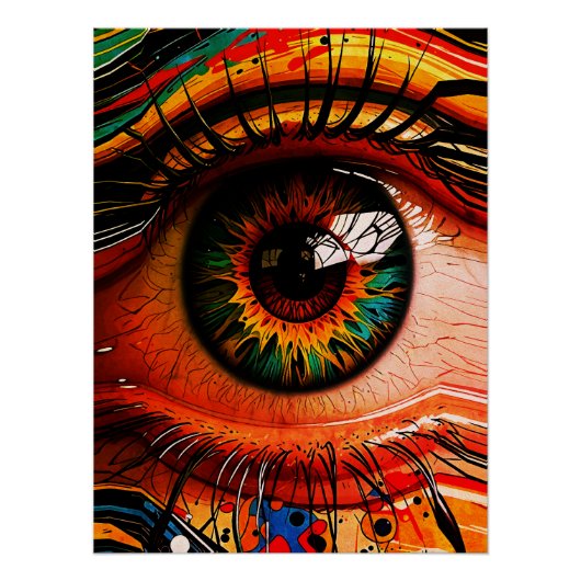 Poster Explosion de Couleur Œil – Réalisme Abstrait Vibra (Devant)