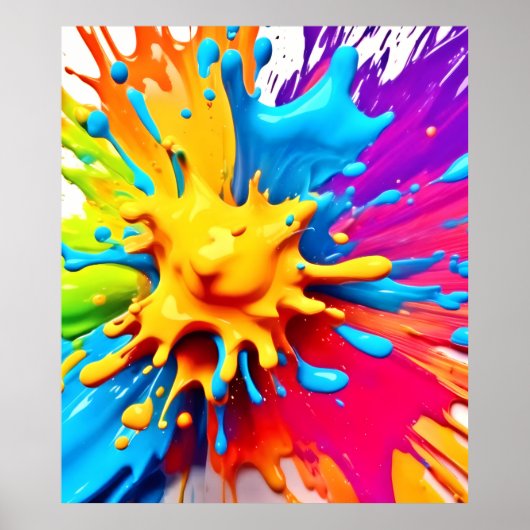 Poster Explosion de couleur : plaque de peinture Abstrait (Devant)