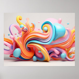 Poster Explosion de formes pastel