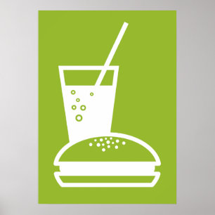Poster explosion de goût vert burger et citron