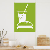 Poster explosion de goût vert burger et citron (Cuisine)