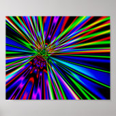 Poster Explosion de néon arc-en-ciel Art numérique abstra (Devant)