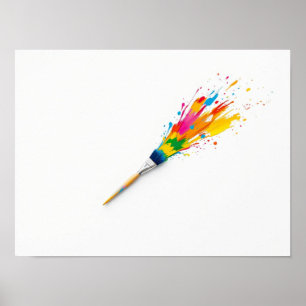 Poster Explosion de pinceau coloré Art Splash artistique
