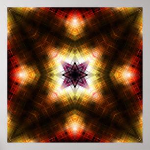 Poster Explosion d'étoile géométrique radiante avec lumiè