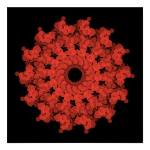 Poster Explosion d'étoile rouge dans le ciel noir