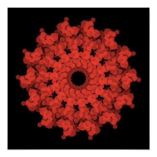 Poster Explosion d'étoile rouge dans le ciel noir (Devant)