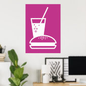 Poster explosion du goût de burger et de limonade rose (Bureau à domicile)
