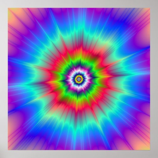 Poster Explosion en bleu rouge vert et violet (Devant)